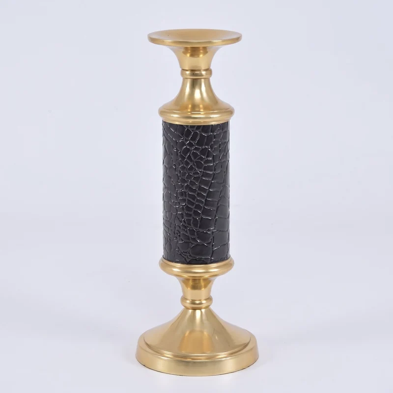 Casa Padrino Luxus Kerzenständer Messing Gold / Schwarz Ø 11 x H. 30 cm - Hotel & Restaurant Accessoires