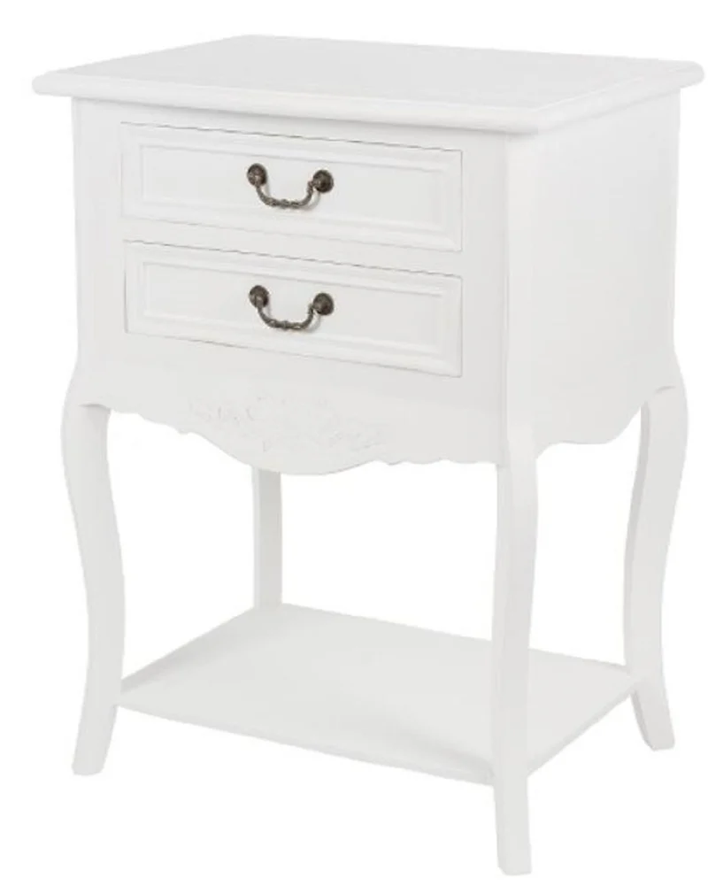 Casa Padrino Landhausstil Shabby Chic Beistelltisch mit 2 Schubladen Antik Weiß 55 x 40 x H. 73 cm - Landhausstil Möbel