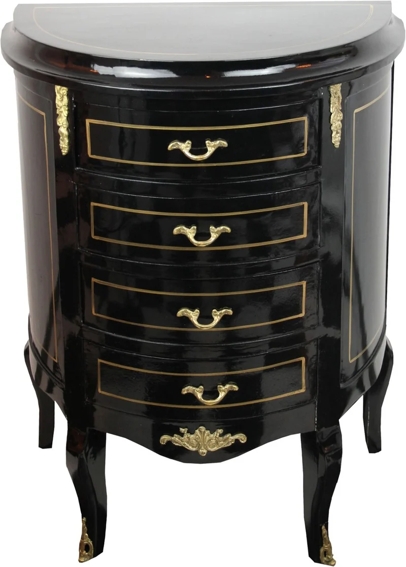 Casa Padrino Barock Kommode Schwarz/Gold Breite 68 cm - Antik Stil Möbel