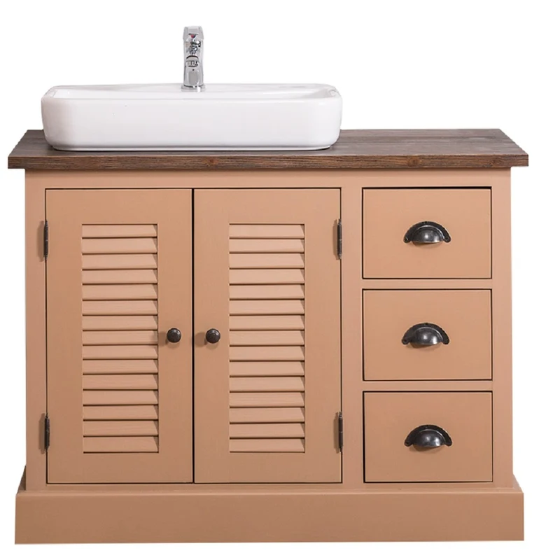 Casa Padrino Landhausstil Massivholz Waschbeckenschrank Braun / Dunkelbraun 100 x 51 x H. 75 cm - Landhausstil Badezimmermöbel