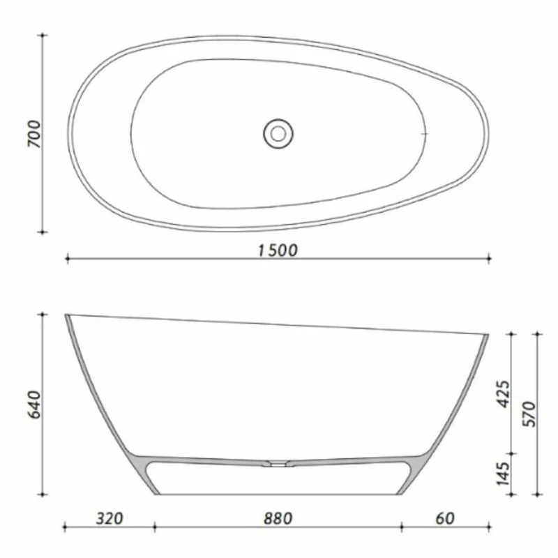 Casa Padrino Freistehende Luxus Badewanne Matt Schwarz 150 cm - Badezimmer Interior
