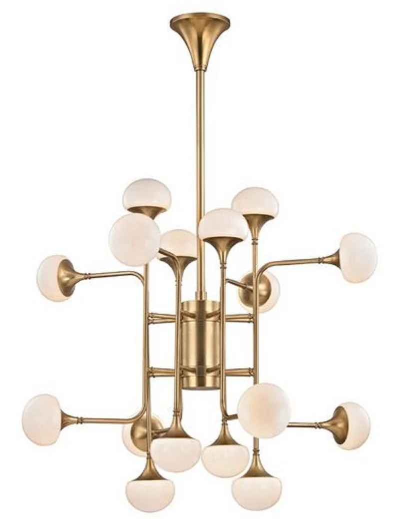 Casa Padrino Luxus LED Kronleuchter Antik Messingfarben / Weiß Ø 92,7 x H. 83,8 cm - Kronleuchter mit kugelförmigen Glas Lampenschirmen - Luxus Qualität