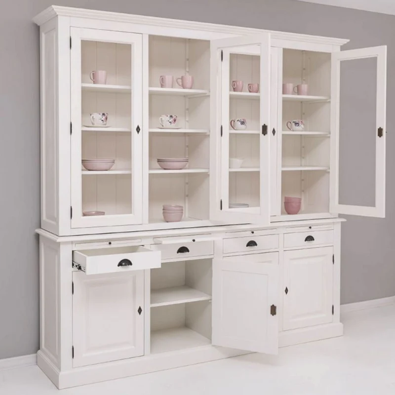 Casa Padrino Landhausstil Esszimmer Schrank Weiß 227 x H. 225 cm - Esszimmer Möbel