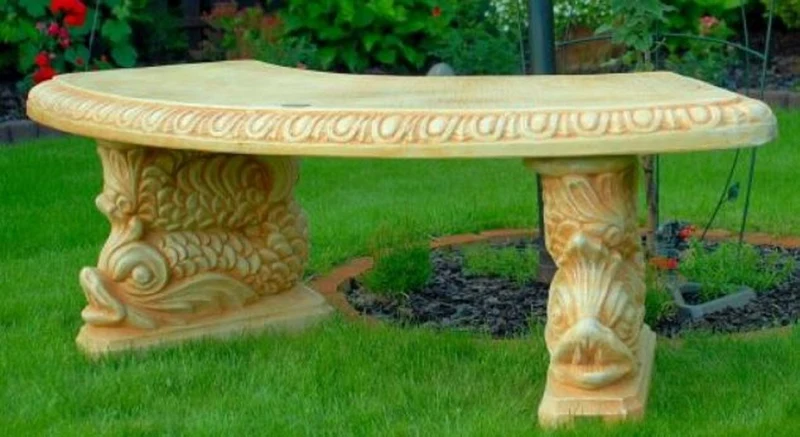 Casa Padrino Gartenbank / Parkbank Beige 138 x 45 x H. 49 cm - Gebogene Garten Sitzbank im Orientalischen Stil - Gartenmöbel
