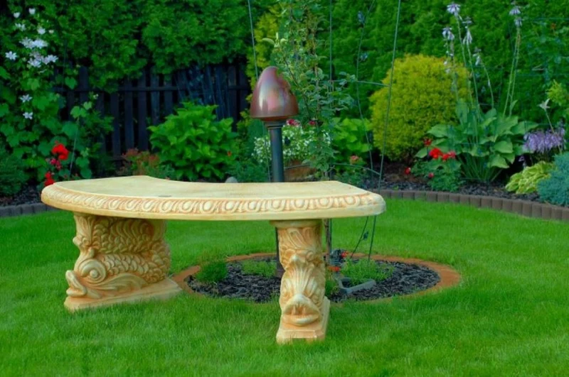 Casa Padrino Gartenbank / Parkbank Beige 138 x 45 x H. 49 cm - Gebogene Garten Sitzbank im Orientalischen Stil - Gartenmöbel