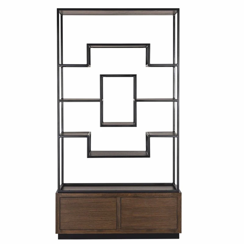 Casa Padrino Luxus Regalschrank Dunkelbraun / Schwarz 120 x H. 240 cm - Luxus Möbel