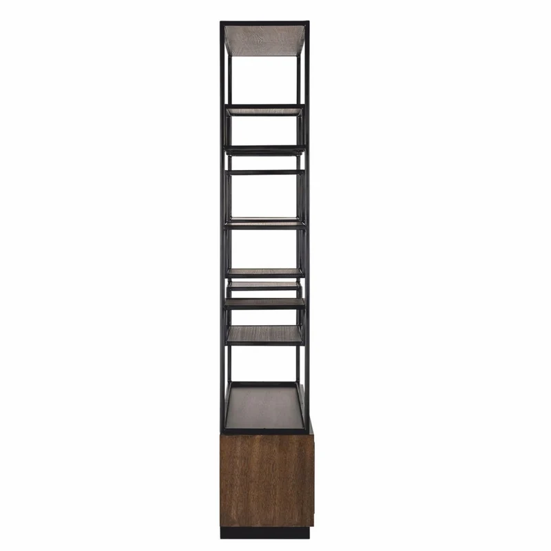 Casa Padrino Luxus Regalschrank Dunkelbraun / Schwarz 120 x H. 240 cm - Luxus Möbel