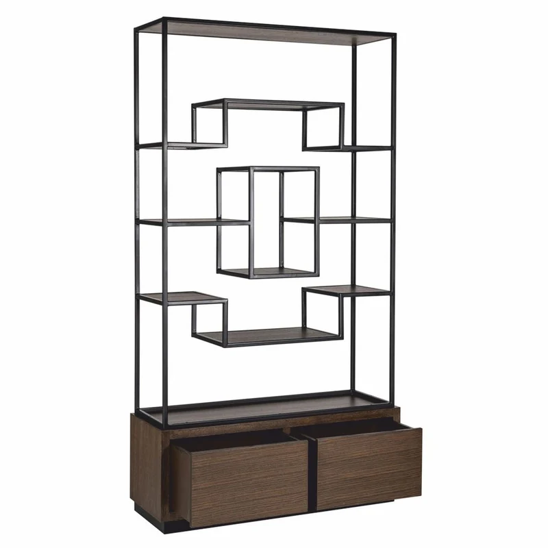Casa Padrino Luxus Regalschrank Dunkelbraun / Schwarz 120 x H. 240 cm - Luxus Möbel