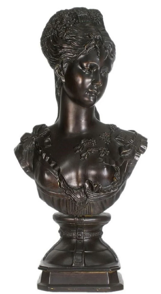 Casa Padrino Barock Damen Büste Schwarz 37 x 22 x H. 70 cm - Dekofigur im Barockstil