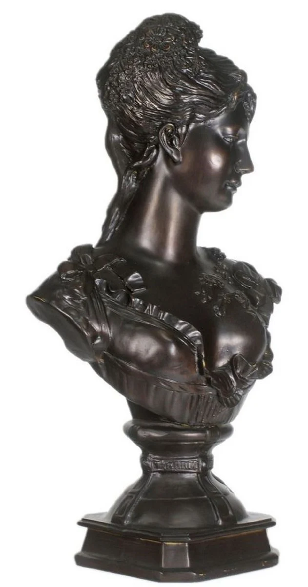 Casa Padrino Barock Damen Büste Schwarz 37 x 22 x H. 70 cm - Dekofigur im Barockstil