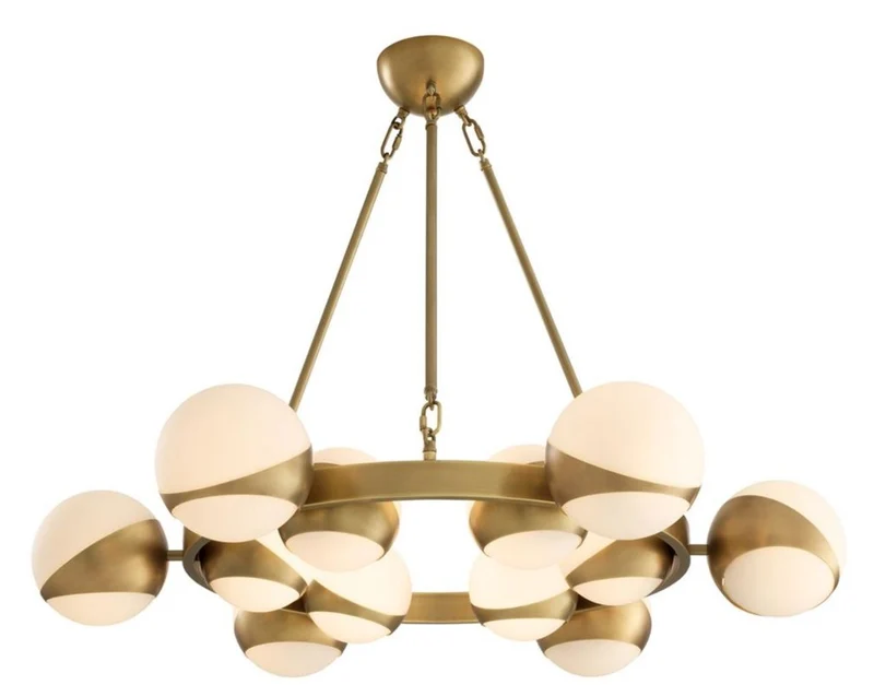 Casa Padrino Luxus Kronleuchter Antik Messingfarben / Weiß Ø 96 x H. 73 cm - Luxus Möbel