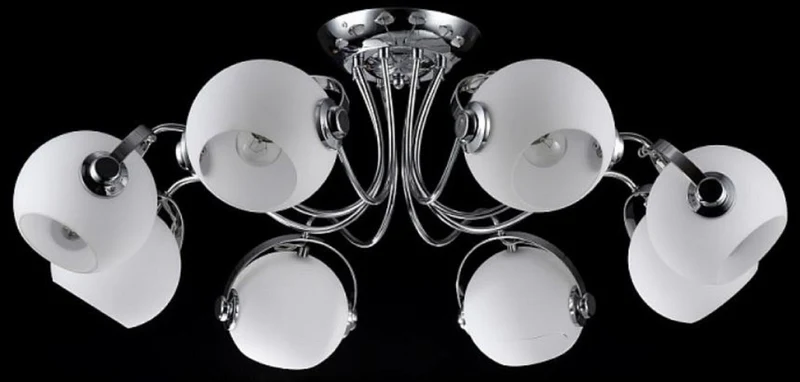 Casa Padrino Designer Deckenleuchte Silber / Weiß Ø 86 x H. 28 cm - Moderne Deckenlampe mit kugelförmigen Lampenschirmen