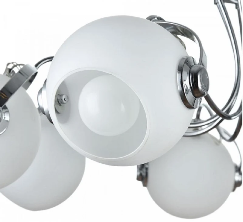 Casa Padrino Designer Deckenleuchte Silber / Weiß Ø 86 x H. 28 cm - Moderne Deckenlampe mit kugelförmigen Lampenschirmen