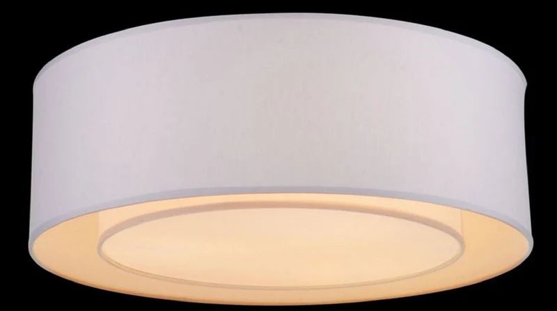 Casa Padrino Deckenleuchte Weiß / Grau Ø 52 x H. 17,5 cm - Moderne stilsichere Leuchte mit Metallrahmen und Stoffbezug
