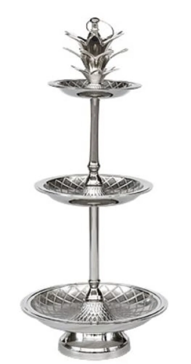 Casa Padrino Luxus Etagere Ananas 3-Stufig Silber Ø 26 x H. 59 cm - Gastronomie Accessoires