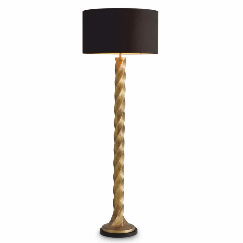 Casa Padrino Luxus Stehleuchte Vintage Messing / Schwarz H. 164 cm - Luxus Leuchten