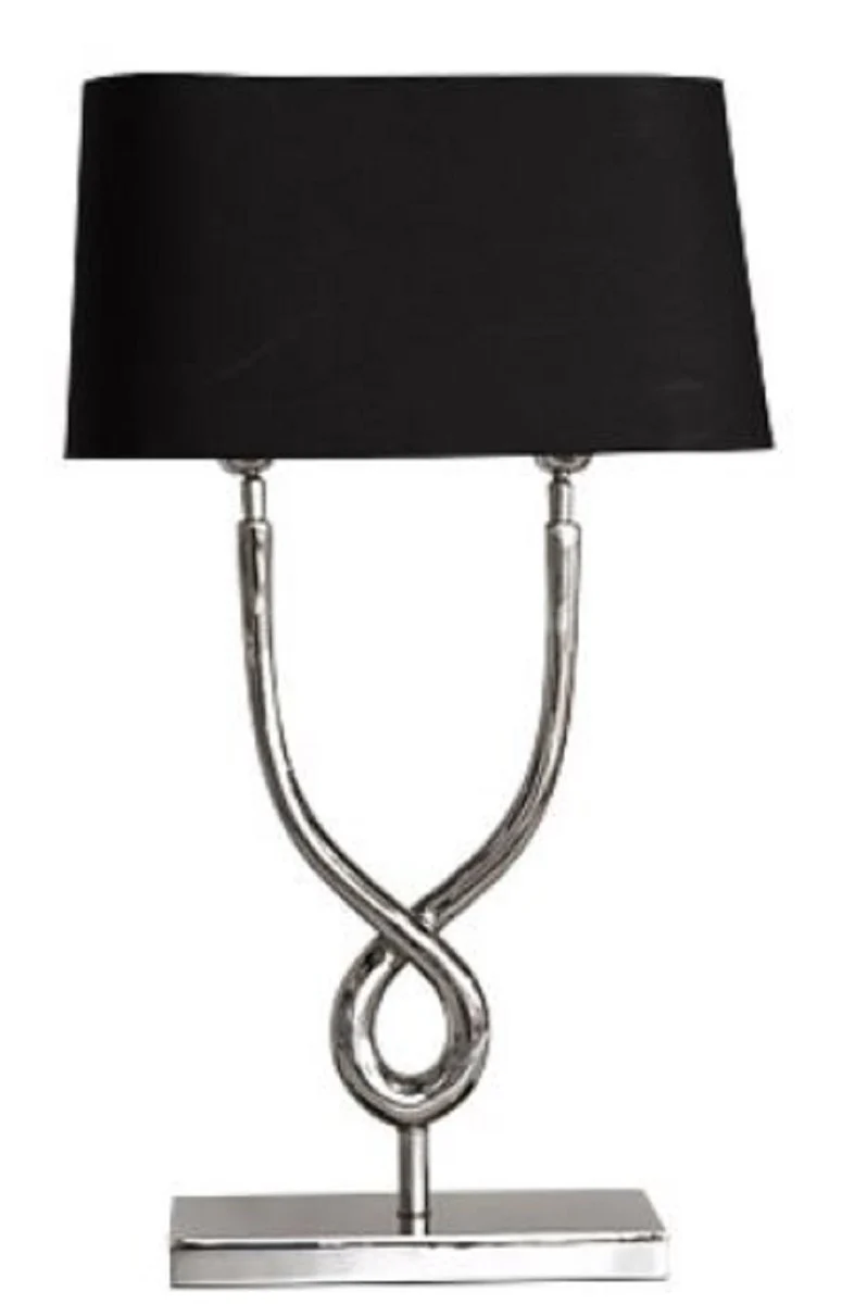 Casa Padrino Designer Tischleuchte Silber / Schwarz 31 x 13 x H. 55 cm - Luxus Wohnzimmer Tischlampe