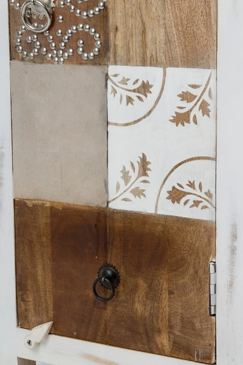 Casa Padrino Landhausstil Shabby Chic Kommode Antik Weiß / Mehrfarbig 40 x 32 x H. 90 cm - Kleiner Landhausstil Schrank mit Tür