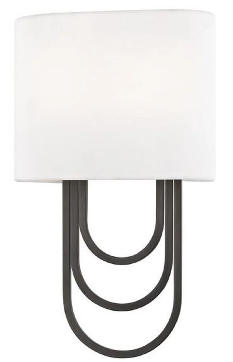 Casa Padrino Luxus Wandleuchte Antik Bronze / Weiß 20,3 x 9,5 x H. 34,3 cm - Designer Wandlampe mit Lampenschirm