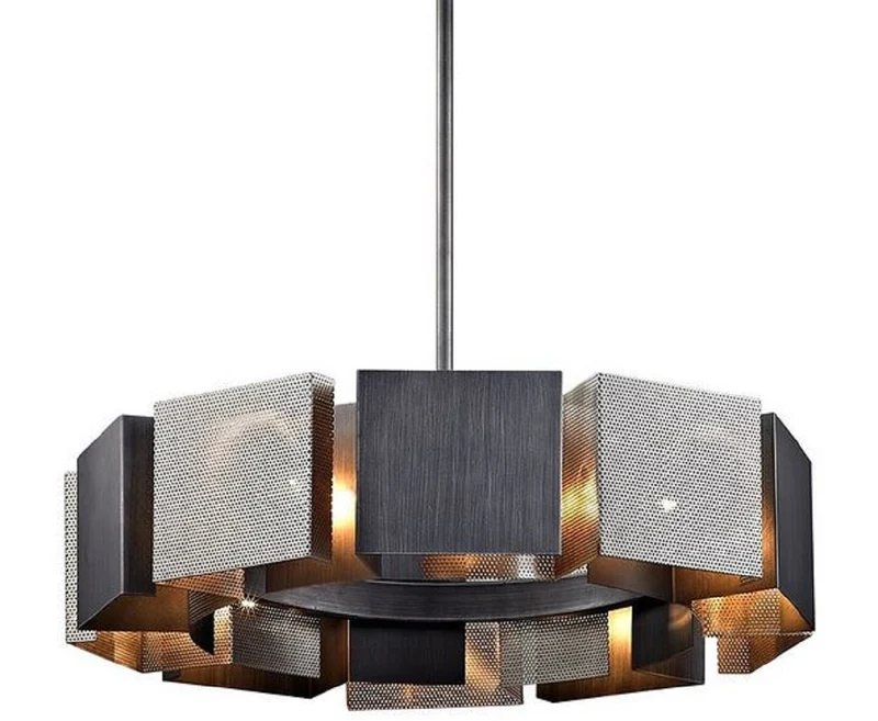 Casa Padrino Luxus Kronleuchter Graphit / Silber Ø 69,9 x H. 18,4 cm - Luxus Kollektion