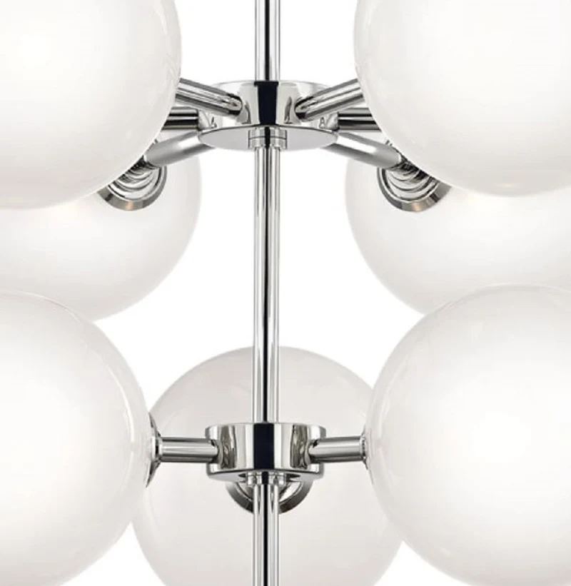 Casa Padrino Luxus LED Kronleuchter Silber Ø 75,6 x H. 63,5 cm - Kronleuchter mit kugelförmigen Lampenschirmen - Luxus Qualität