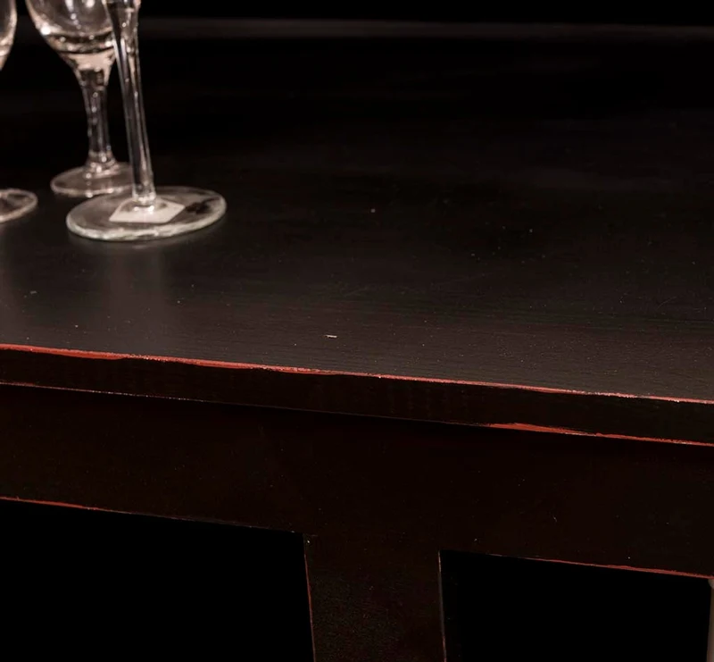 Casa Padrino Landhausstil Thekenschrank Antik Schwarz / Naturfarben 240 x 65 x H. 107 cm - Ladentheke mit Schubladen und Ablagefächer