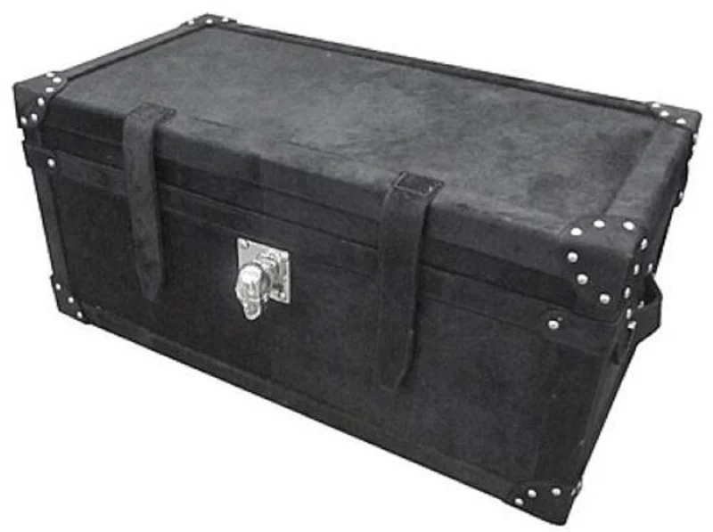 Casa Padrino Luxus Deko Truhe Schwarz / Silber 80 x 40 x H. 36 cm - Luxus Kollektion