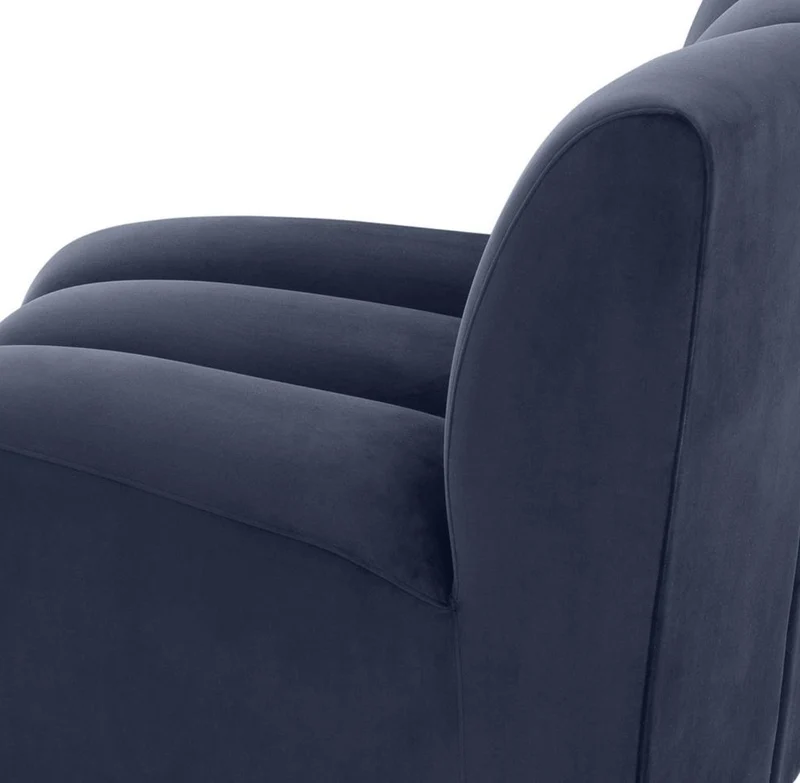 Casa Padrino Luxus Samt Couch Mitternachtsblau 109 x 95 x H. 83,5 cm - Gebogenes & Erweiterbares Luxus Wohnzimmer Sofa