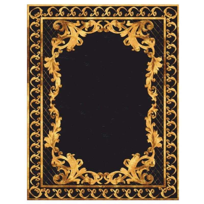 Casa Padrino Luxus Barock Wollteppich Schwarz / Gold - Verschiedene Größen