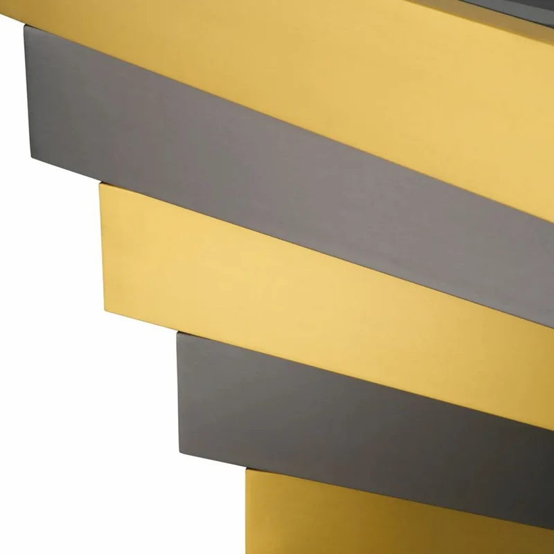 Casa Padrino Luxus Edelstahl Beistelltisch mit Glasplatte Messing / Bronze / Grau
