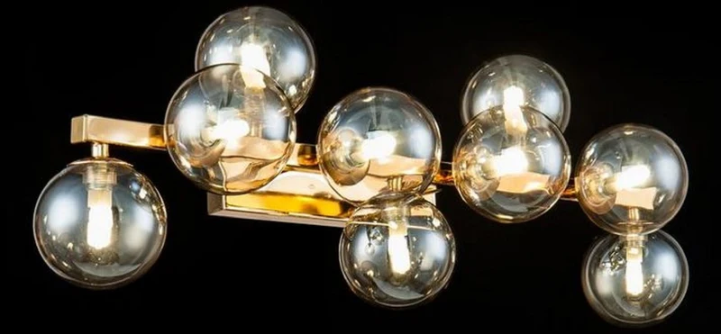 Casa Padrino Designer Wandleuchte Gold / Bernsteinfarben 66 x 23 x H. 24 cm - Moderne Wohnzimmer Lampe
