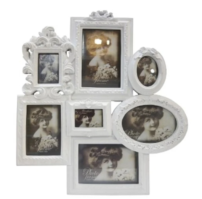 Casa Padrino Barock 7er Bilderrahmen Weiß 41 x 4 x H. 45 cm - Deko Accessoires im Barockstil