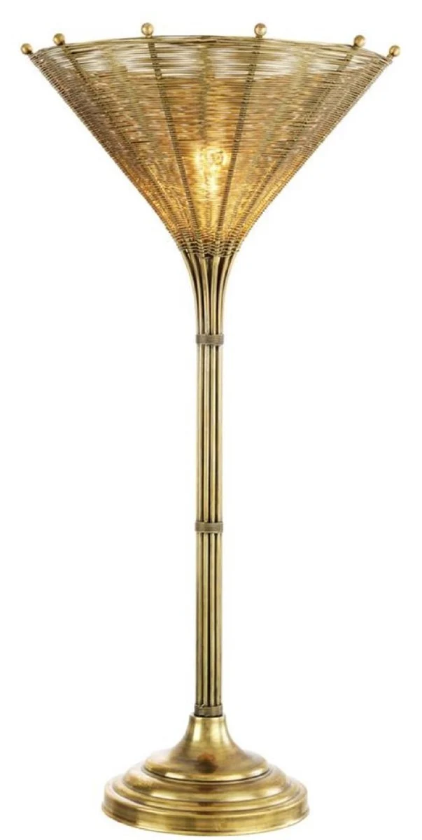 Casa Padrino Luxus Tischleuchte Vintage Messingfarben Ø 41 x H. 83,5 cm - Wohnzimmerlampe