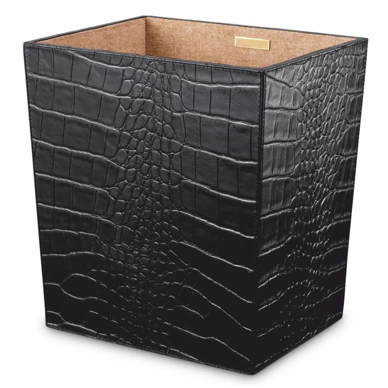 Casa Padrino Luxus Echtleder Schreibtisch Set Schwarz - Schreibtisch Accessoires
