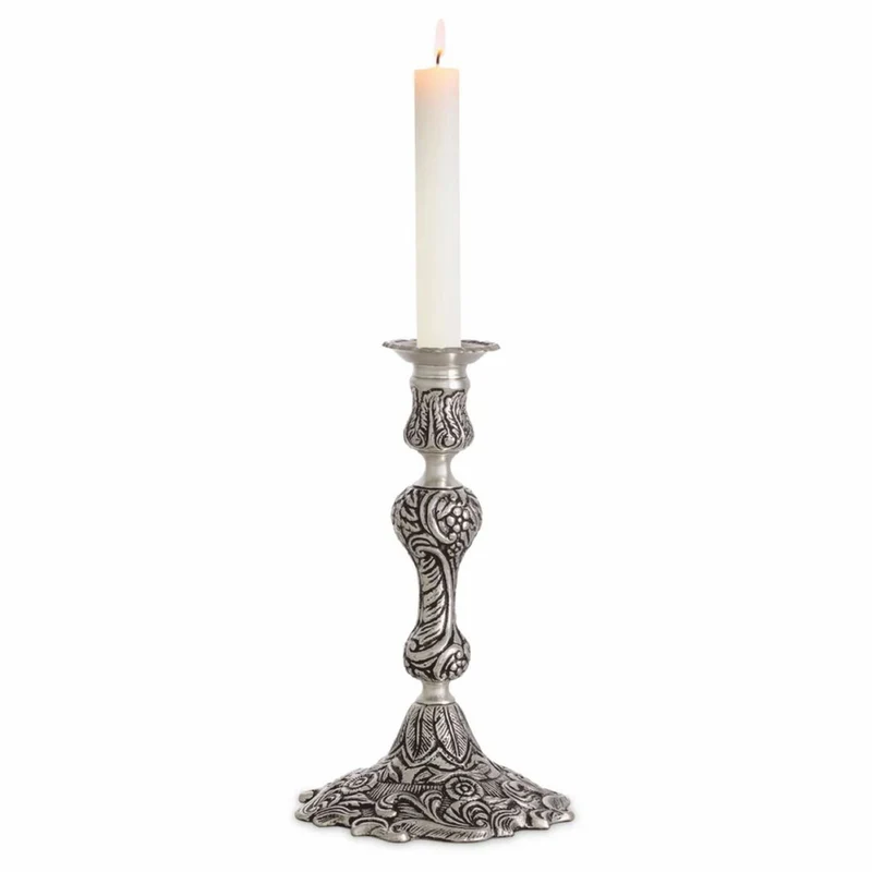 Casa Padrino Luxus Barock Kerzenständer Antik Silber H. 27,5 cm - Barock Deko