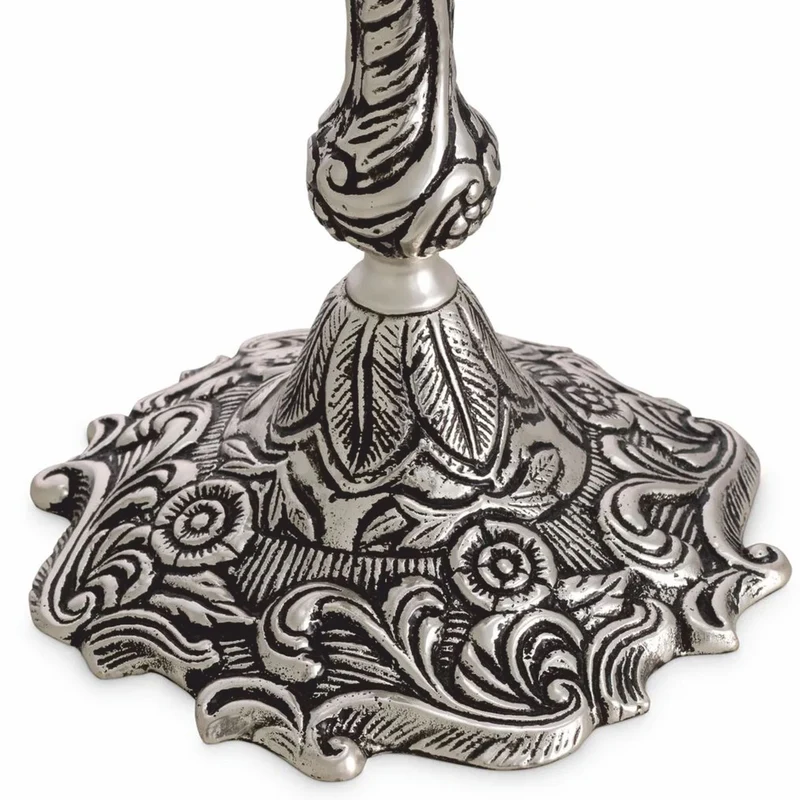 Casa Padrino Luxus Barock Kerzenständer Antik Silber H. 27,5 cm - Barock Deko