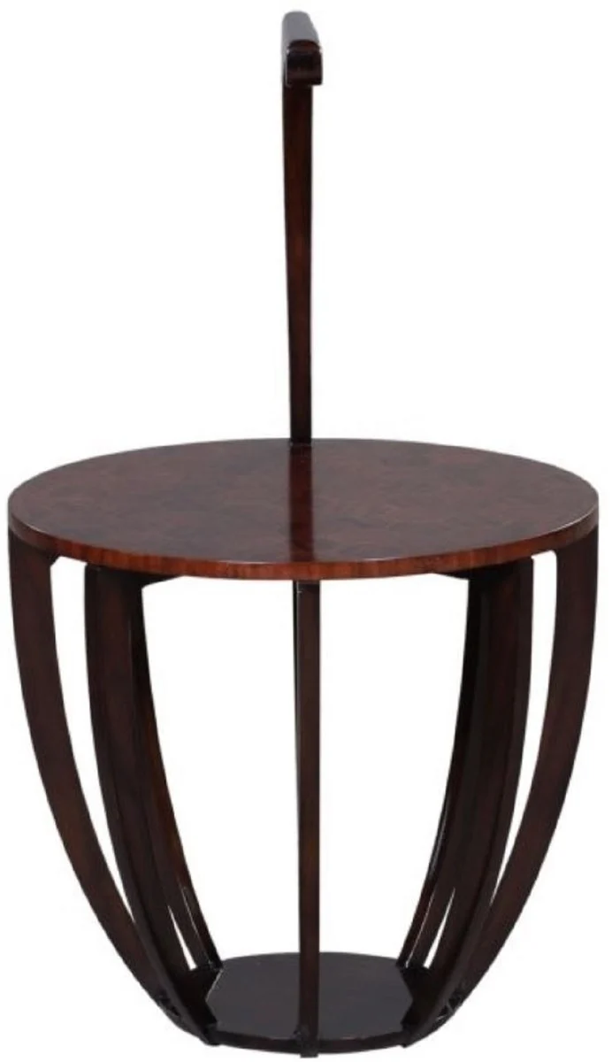 Casa Padrino Luxus Beistelltisch Dunkelbraun / Braun Ø 50 x H. 88 cm - Kleiner Getränke Tisch mit Tragegriff