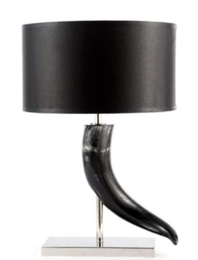 Casa Padrino Luxus Tischleuchte Silber / Schwarz Ø 45 x H. 66 cm - Luxus Kollektion