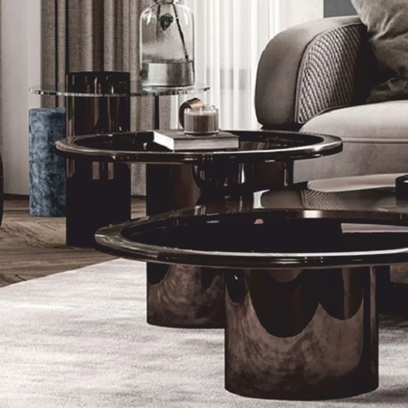 Casa Padrino Luxus Beistelltisch mit Glasplatte Bronze / Grau H. 45 cm - Luxus Möbel
