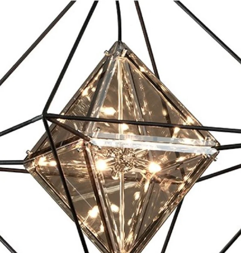 Casa Padrino Luxus LED Hängeleuchte Schwarz 61 x 61 x H. 85,7 cm - Designer Lampe mit handgefertigtem Schmiedeeisen Rahmen