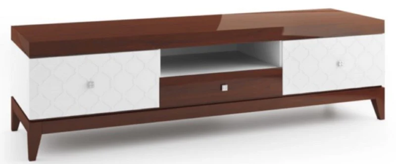Casa Padrino Luxus Sideboard mit 3 Schubladen Weiß / Hochglanz Braun 171,4 x 45 x H. 49 cm - Wohnzimmermöbel