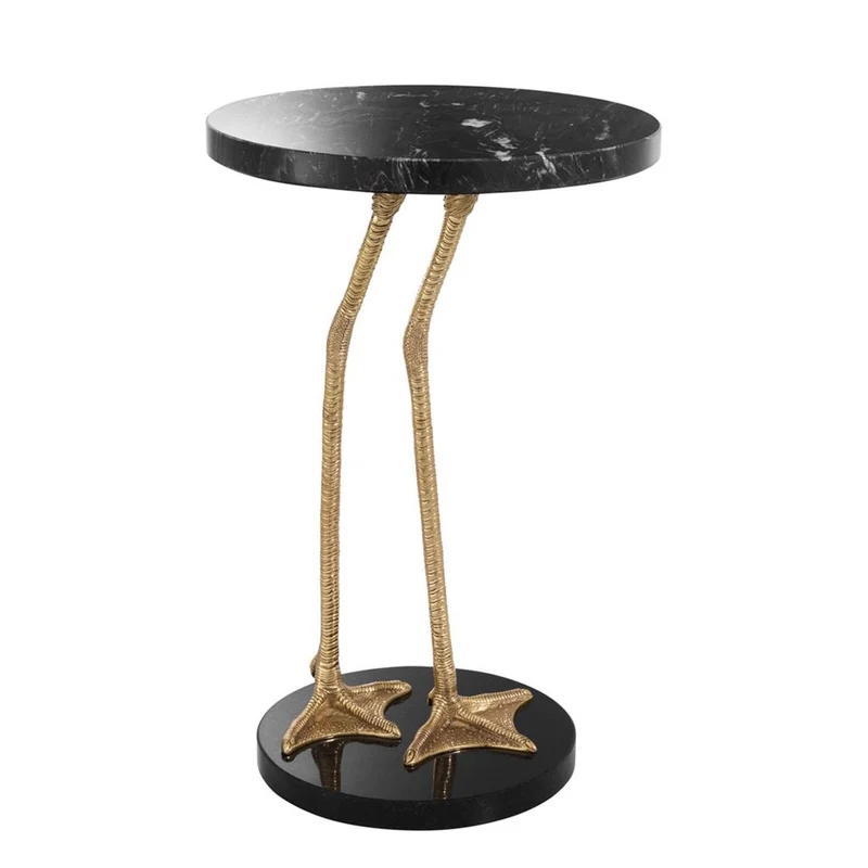 Casa Padrino Luxus Wohnzimmer Beistelltisch in gold Messing mit schwarzer Marmorplatte 41 x H. 62 cm - Limited Edition