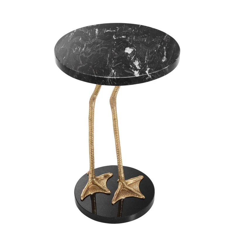 Casa Padrino Luxus Wohnzimmer Beistelltisch in gold Messing mit schwarzer Marmorplatte 41 x H. 62 cm - Limited Edition