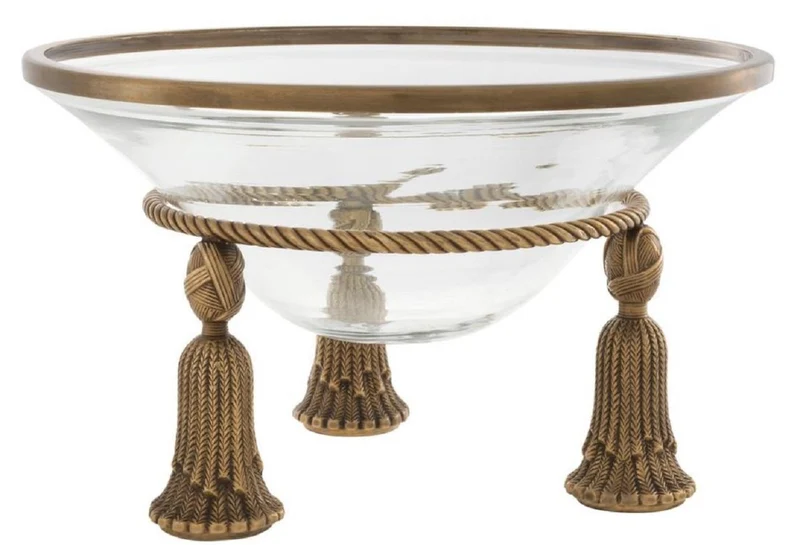 Casa Padrino Luxus Schüssel Vintage Messingfarben Ø 36 x H. 21 cm - Hotel & Restaurant Deko Accessoires
