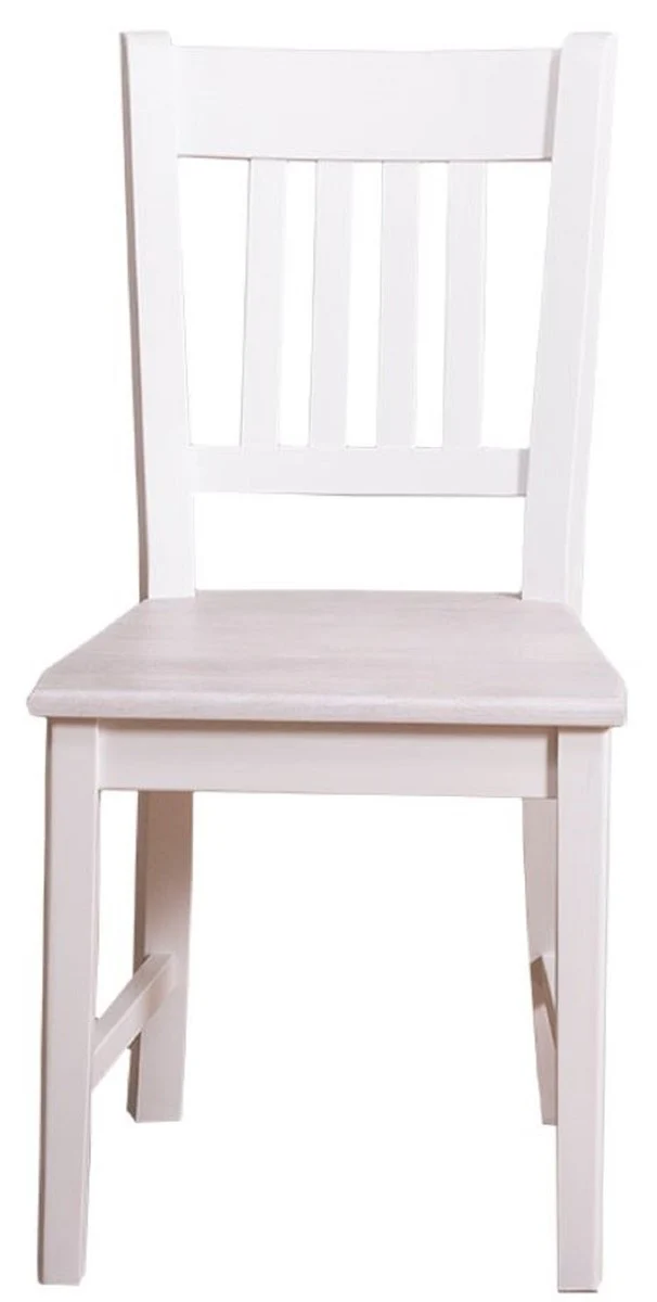 Casa Padrino Landhausstil Esszimmerstuhl Weiß 47 x 39 x H. 92 cm - Massivholz Küchenstuhl im Landhausstil