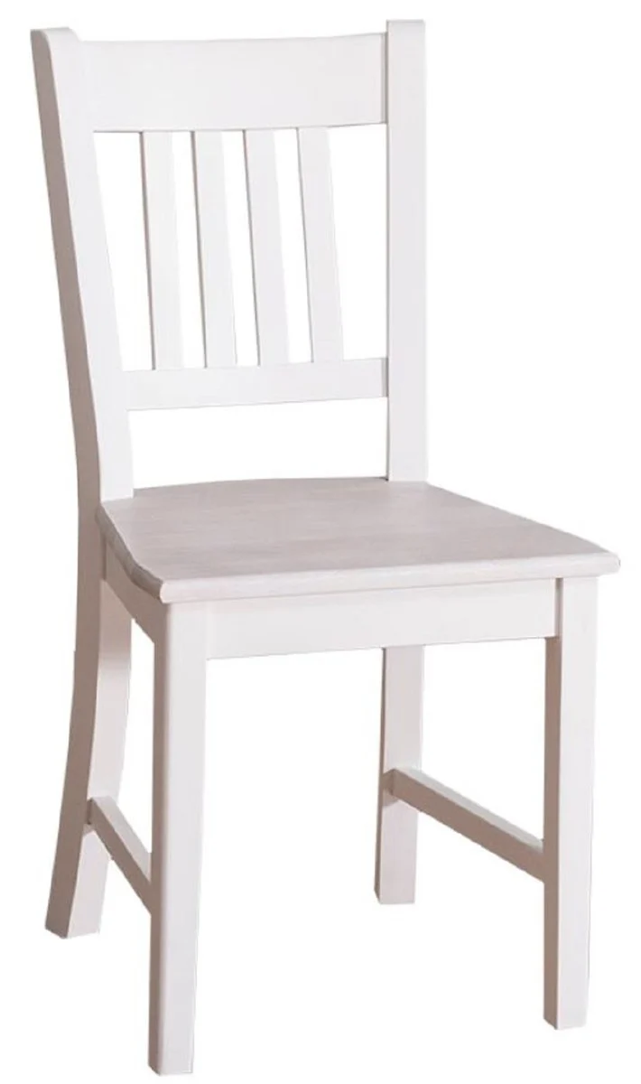 Casa Padrino Landhausstil Esszimmerstuhl Weiß 47 x 39 x H. 92 cm - Massivholz Küchenstuhl im Landhausstil