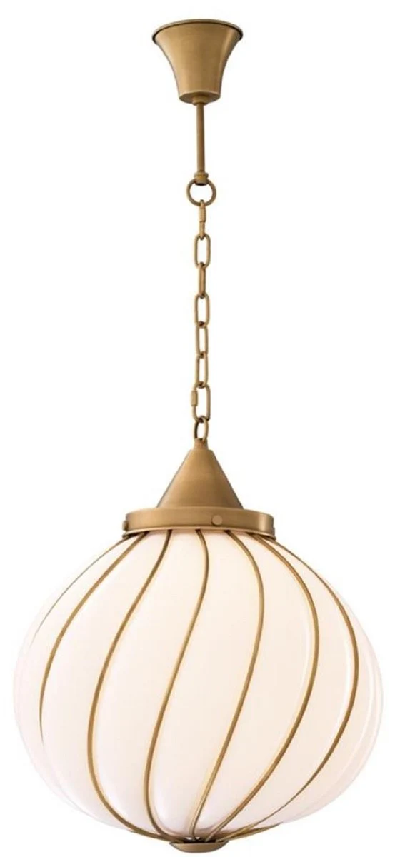 Casa Padrino Luxus Kronleuchter Antik Messingfarben / Weiß Ø 43 x H. 50 cm - Luxus Kollektion
