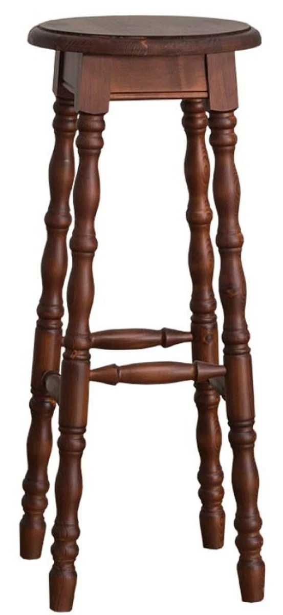Casa Padrino Landhausstil Barhocker Braun 35 x 35 x H. 82 cm - Massivholz Barstuhl im Landhausstil
