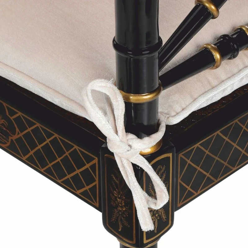 Casa Padrino Luxus Barock Sitzbank im chinesischen Stil Schwarz / Gold / Weiß 135 cm - Barock Möbel