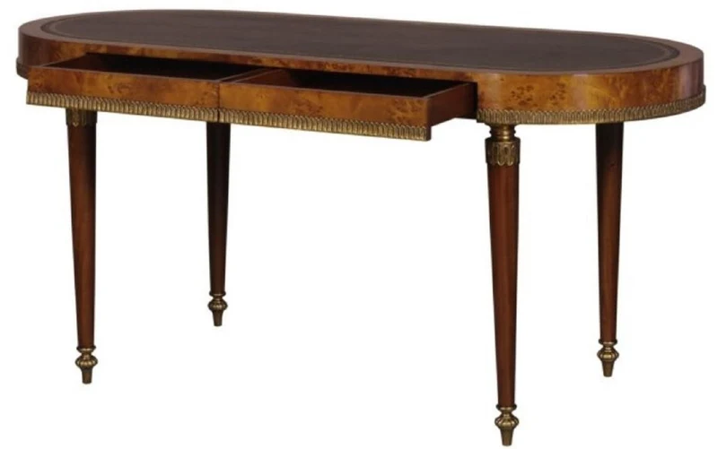 Casa Padrino Luxus Jugendstil Schreibtisch mit 2 Schubladen Hellbraun / Braun 160 x 68 x H. 77 cm - Luxus Büromöbel